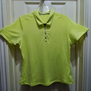 Adidas Yellow Short-Sleeve 4 Button Placket Shirt, Large